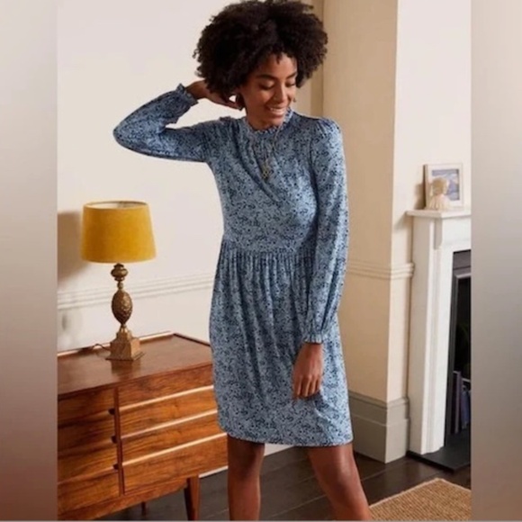 Boden Clara Jersey Dress Frost Blue Size 12 - Picture 1 of 15